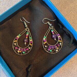925 Beaded Hoop Style Earrings - Brand New